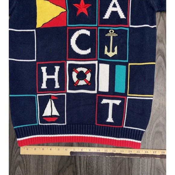 Vintage 1980s Essential Elements Nautical Blue Sweater Unisex Size Small - Picture 7 of 13